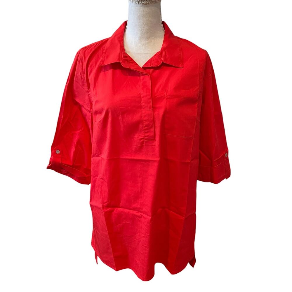 Zac & Rachel Long Cotton Tunic Top Poppy Red L